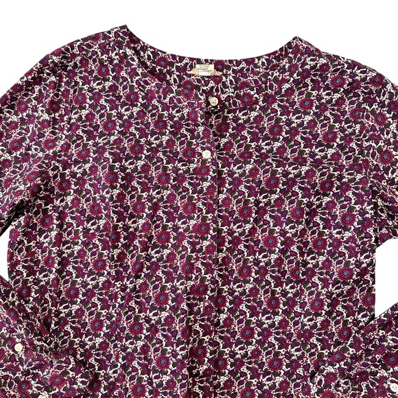 Duluth Trading Co. Womens XL Floral Button Down Tunic Shirt Burgundy Purple - Picture 3 of 10